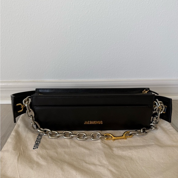 Jacquemus Black Shoulder Bag with Gold and Silver Accents - Picture 1 of 6